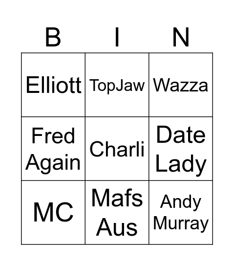 Blobble Bingo Card