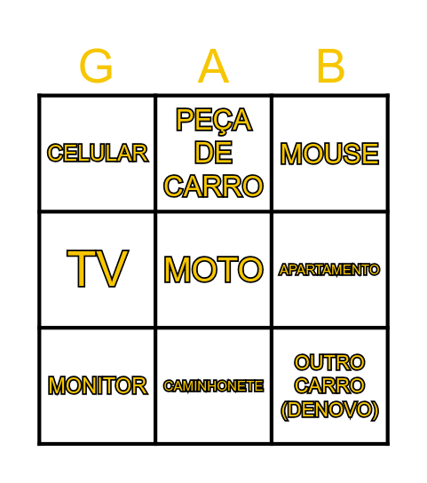 CARTELA DO GABS Bingo Card