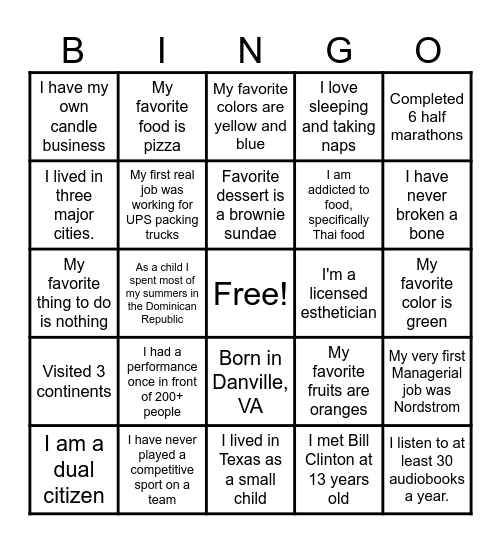 MOHS Leadership Staff BINGO Card