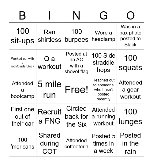 F3 Bingo Card