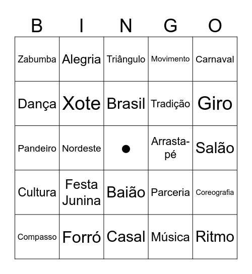 DANÇAS DE SALÃO Bingo Card