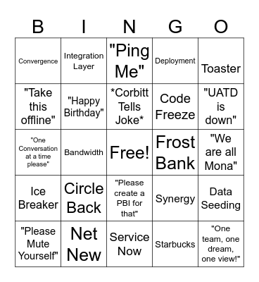 PI Planning Bingo Card