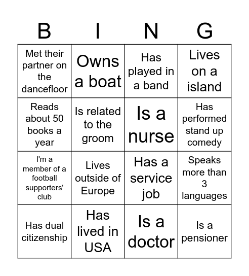 Wedding Bingo! Bingo Card