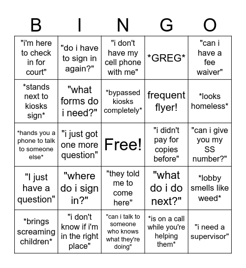 COUNTER BINGO! Bingo Card