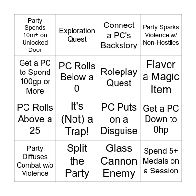 Xohana GM Bingo Card