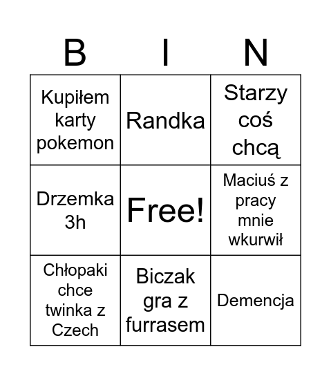 Miki bingo Card