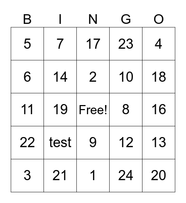 80s Music Bingo Card