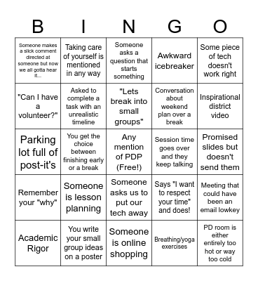 2026 Back to School Bingo! Bingo Card