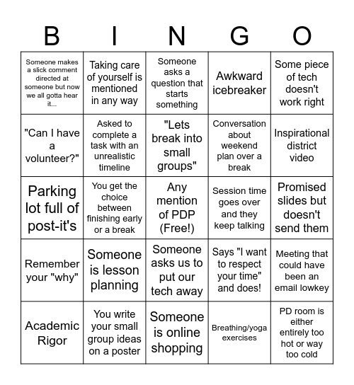 2026 Back to School Bingo! Bingo Card