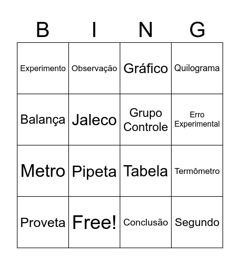 Bingo Científico Bingo Card