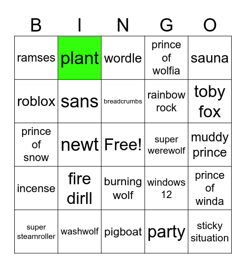 BINGOOOOOOO Bingo Card