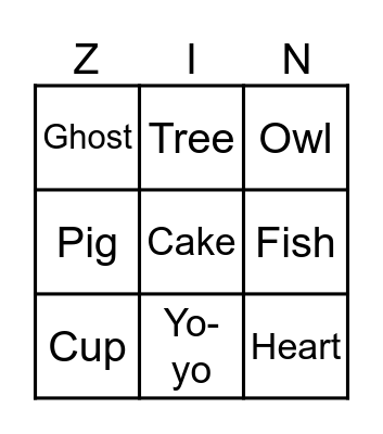 Apple Zingo Board Bingo Card