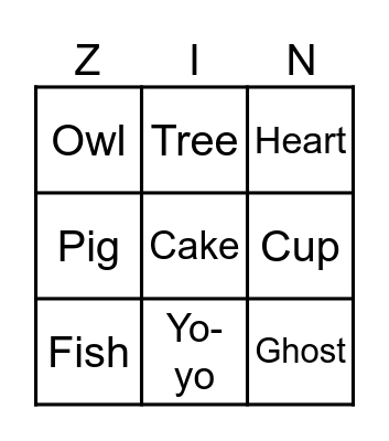 Persimmon Zingo Board Bingo Card