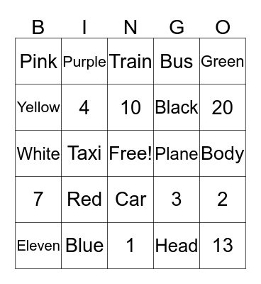 Giovanni's BINGO Card