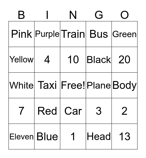 Giovanni's BINGO Card