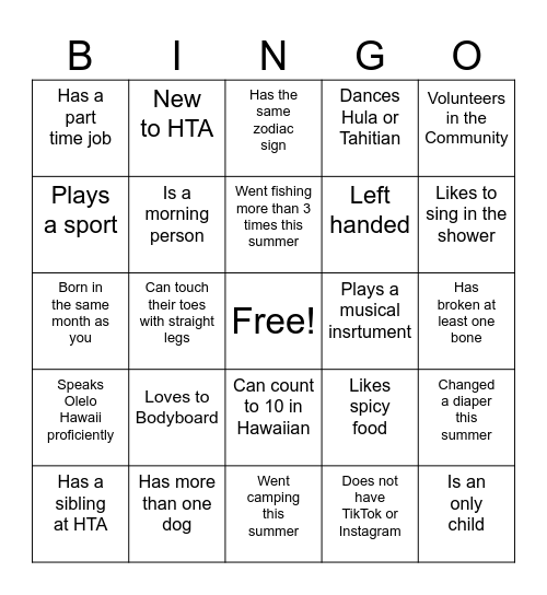 Untitled Bingo Card