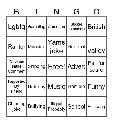Tiktok Bingo Card