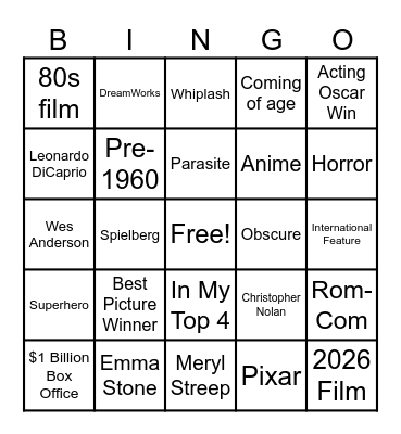LetterBoxd Bingo Card
