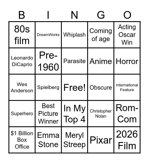LetterBoxd Bingo Card