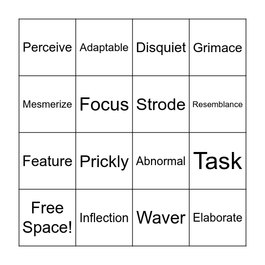 Unit 1 Vocab Bingo Card