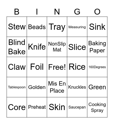 Apple Pie Bingo Card