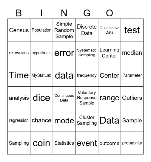 Quinalow STATISTICS BINGO! Bingo Card