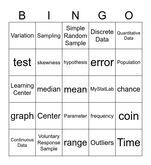 Quinalow STATISTICS BINGO! Bingo Card