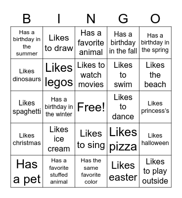 Friend Bingo Card