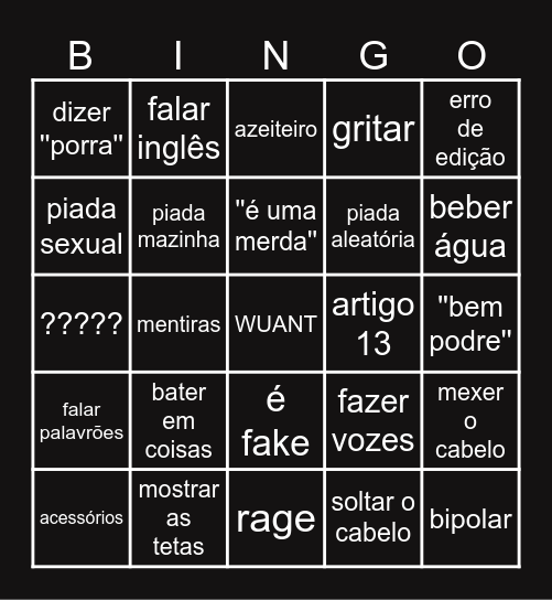 Wuant bingo Card