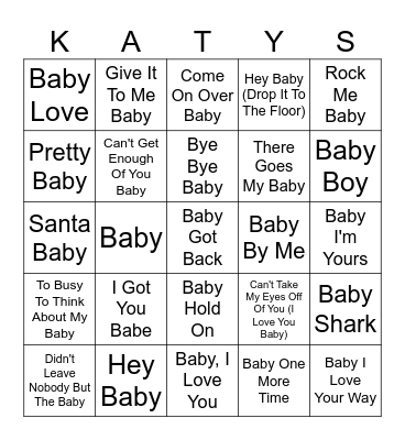 Baby Got Tracks Bingo Card