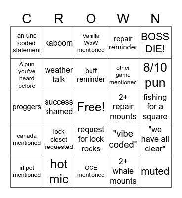 SURELY CROWN 2 Bingo Card