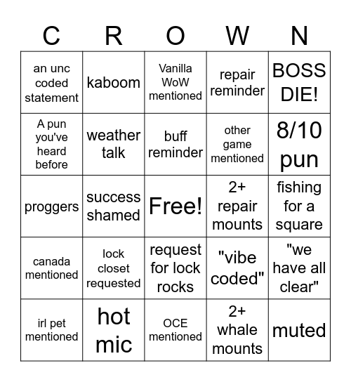 SURELY CROWN 2 Bingo Card
