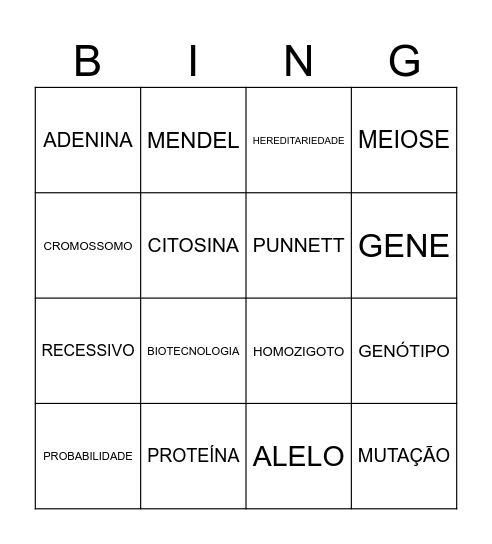HEREDITÁRIO Bingo Card