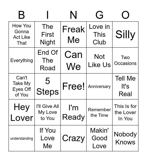 This ain't ya mama playlist Bingo Card