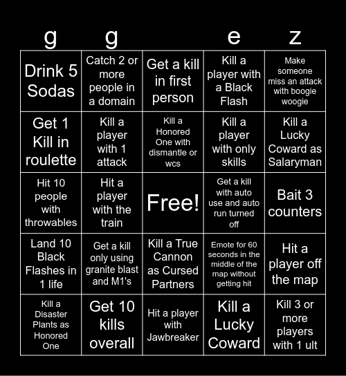 JJS BINGO Card