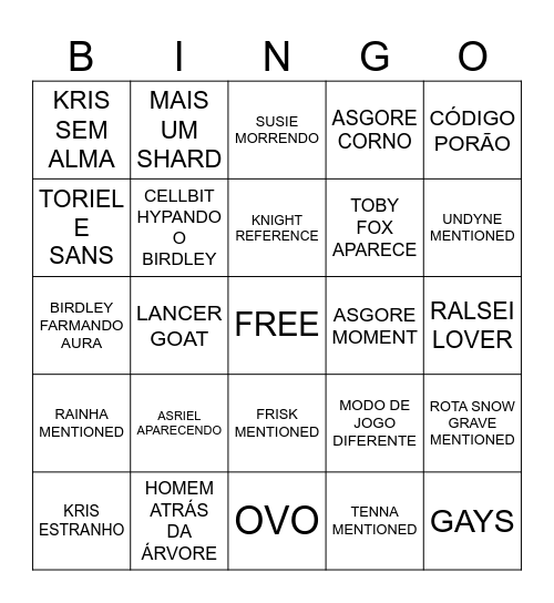 DELTARUNE TEORIAS (THATS JUST A THEORY) Bingo Card