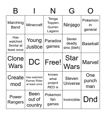Tyler Bingo Card