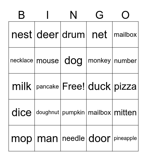 N-D-M-P Bingo Card