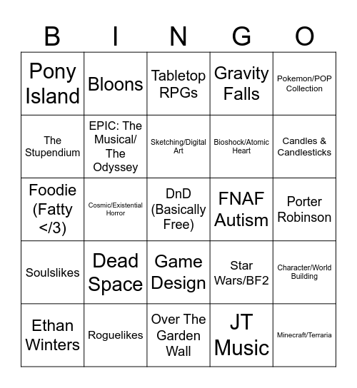 Jackson BINGO Card