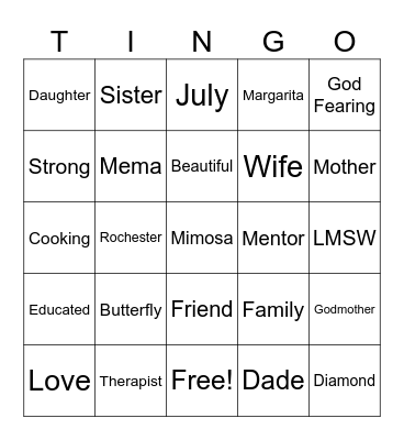 MUMU'S, MIMOSA'S & MARGARITA'S Bingo Card