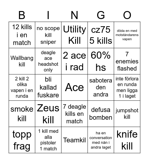 wingman cs Bingo Card