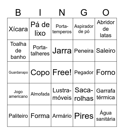 Chá de panela Bingo Card