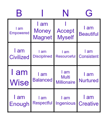 H E A L I N G   A F F I R M A T I O N S Bingo Card