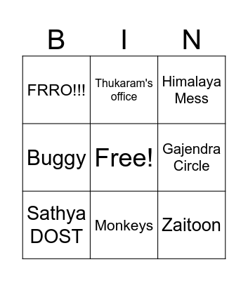 Test Bingo Card