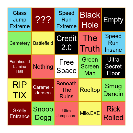 Secret Floor Bingo Card