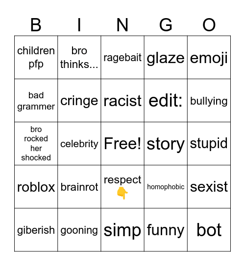 yt shorts bingo Card