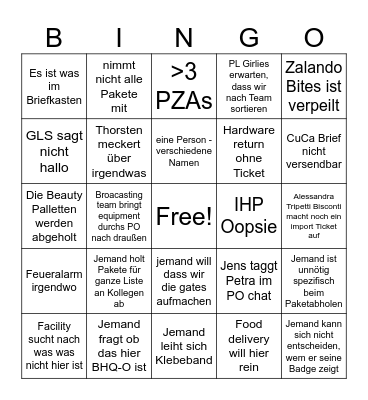 Post Office Bingo Card