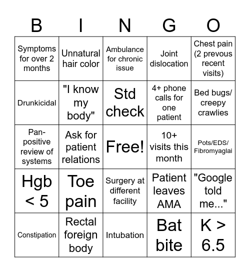 ER bingo Card