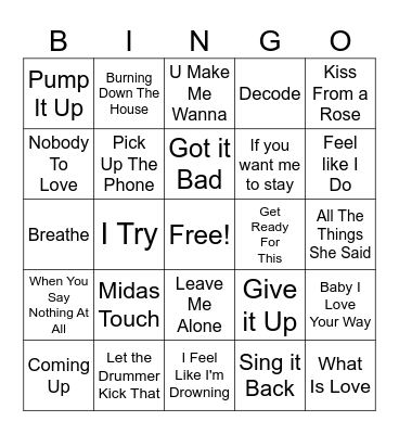 Verbs Bingo Card