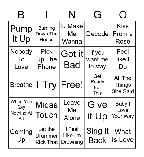 Verbs Bingo Card